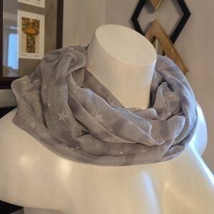 Italy Design - Grey Infinity Scarf with Star Print​​​​